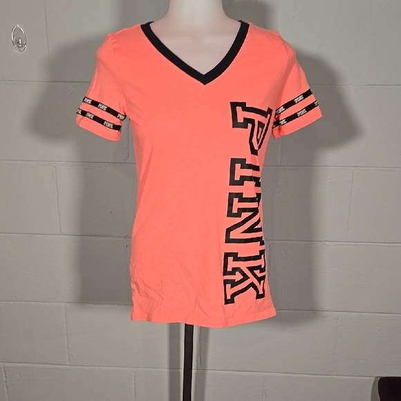 PINK Victoria's Secret Tops - PINK Victoria's Secret Women's Coral V-Neck Top